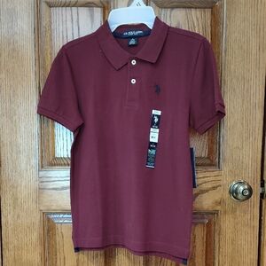 U.S. Polo Assn Kids Burgundy Short Sleeve Polo Shirt NWT L (10-12)